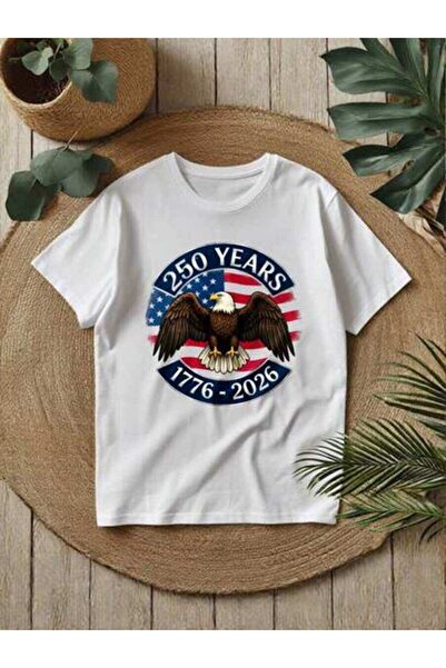 23ERVA Retro Patriotic Print 250-Year Design 1776-2026 Flag T-Shirt Loose-Fit...