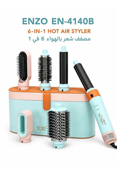 Enzo Professional 6-in-1 Hot Air Styling Brush | Multi-Function Hair Styler w...