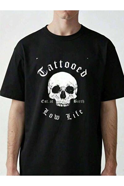 kai22 Tattoo Skeleton Graphic Plus Size T-Shirt, Edgy Skull Design Men Women ...