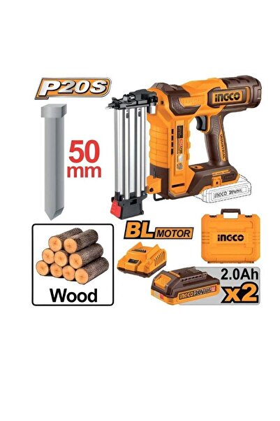 Ingco 20V Brushless Cordless Brad Nailer, F15–F50, 3 Nails/sec, 105-Nail Maga...