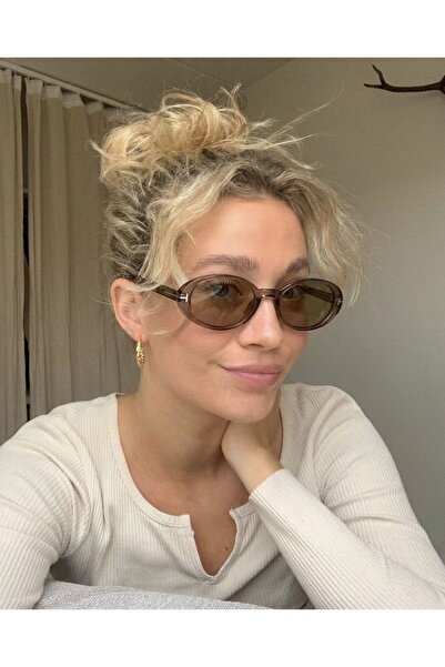 funeyes Lille Beige Color Vintage Soft Glass Oval Ellipse Trend Model Sunglas...