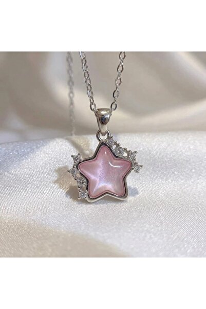 Heda Jewelry قلادة النجمة الوردية - قلادة نسائية بتصميم نجمة من الفولاذ