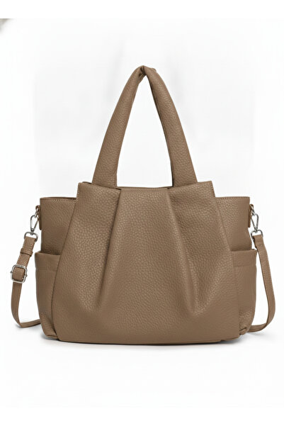 MILANO COLLECTION Geantă damă tip shopper plisată, piele ecologică, baretă de...