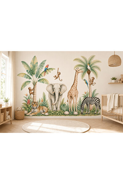 MaisonVelinCo Tropical Safari Animals Kids Room Wall Sticker Set