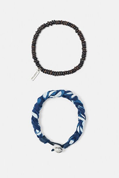 Pull & Bear 2'li boncuklu ve bandana detaylı bileklik paketi