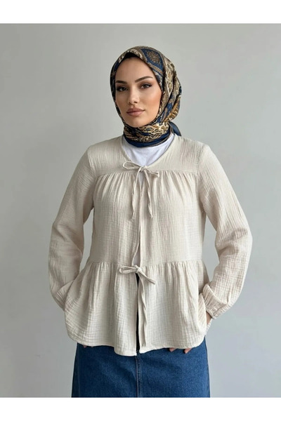 Foremia Two-Tie Muslin Tunic-Stone