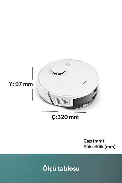 HOMEND Alex Laser Power 1289H Otomatik Boşaltım Sistemli Yeni Nesil Moplu 10 kPa Robot Süpürge Beyaz