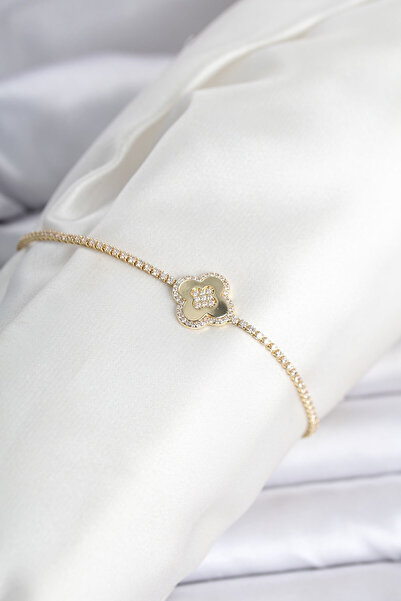 Generic Brand Brass Gold Color Zircon Stone Clover Model Waterway Women's Bra...