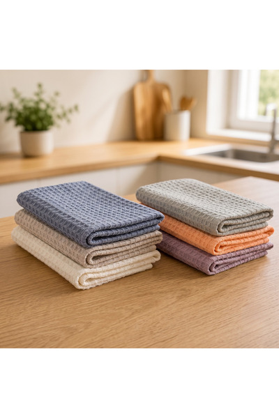 TextiLici Set of 6 TextiLici® kitchen towels, 60 x 40 cm, %100 cotton, emboss...