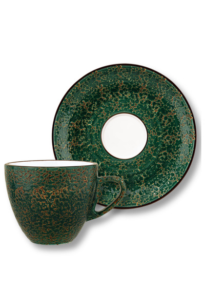 WILMAX ENGLAND Set Cesti Espresso Lux Portelan Verde 75ml Colorboom cu Farfur...