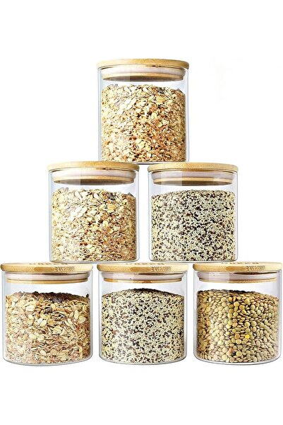 GGEROU Glass Storage Jar with Bamboo Lids,Glass Airtight Canisters sets,Spice...