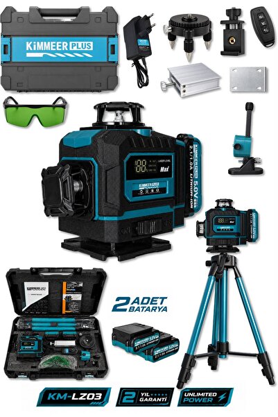 KİMMEER PLUS 360° 16 Köşe Otomatik Hizalama Tripod'lu Lazer Metre Hizalama