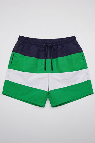 MARKAPIA Men's Mesh Swim Shorts with Pockets in Navy Blue, Green and White