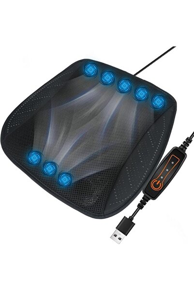 KASTWAVE Cooling Car Seat Cushion with 8 Powerful Fans, USB Powered Ice Silk ...