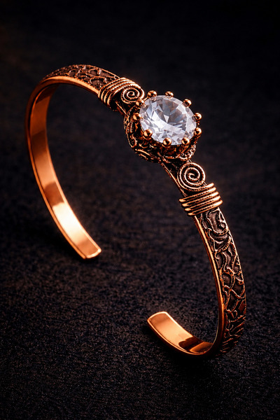 İyyaKee 100% Pure Copper White Zircon Stone Women's Bracelet Handmade Adjusta...