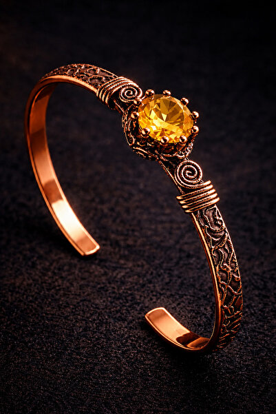 İyyaKee 100% Pure Copper Yellow Citrine Zircon Stone Women's Bracelet Handmad...