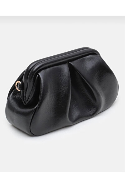 Genel Markalar Kadın Siyah Zincir Askılı Yumuşak Dokulu Günlük Şık Clutch El,...
