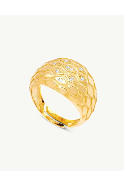 Stemma Jewelry Inel Ajustabil Snake din Argint 925, cu Zirconiu, Placat cu Aur