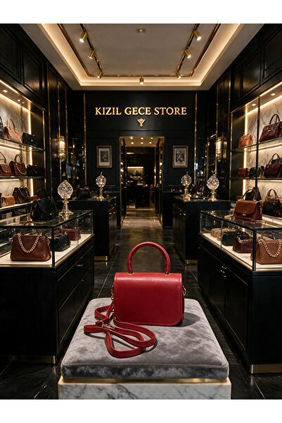 KIZIL GECE Women's Shoulder Bag Red Stylish Design Crossbody Handbag Daily Use
