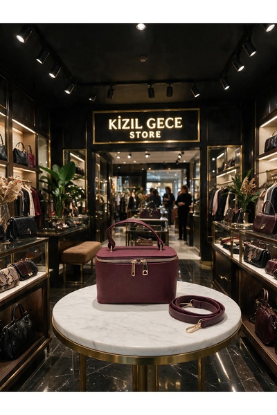 KIZIL GECE حقيبة يد وكتف نسائية بتصميم أنيق وحزام متقاطع بسحاب للاستخدام اليومي