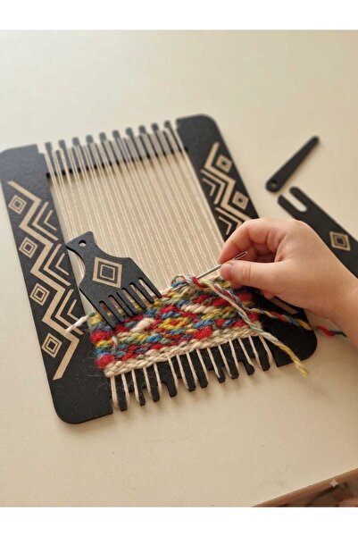 Mu Art Ahşap Set de 10 mini războaie de țesut din lemn, cu model gravat cu la...