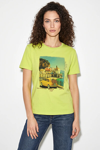 Efnaz style Women's Italy Themed Printed Premium Design Cotton T-Shirt Pistac...