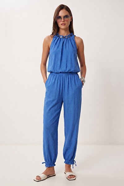 Lovelyİstanbul Bead Detailed Ayrobin Top and Bottom Set Lby0061 Dark Blue