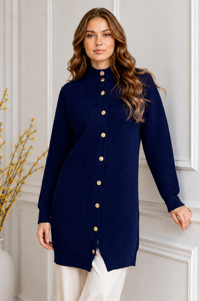 benguen Patterned Beard Cardigan N3324 Navy Blue