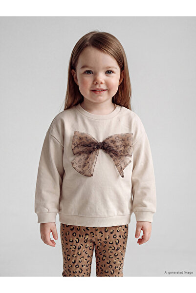 LC Waikiki Rmz Gi̇yi̇m Farkiyla Bow Detailed Leopard Embroidered Baby Girl Set