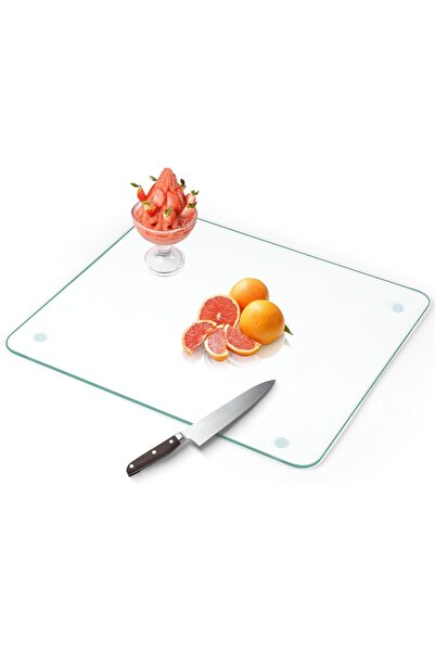 MODERN FUIJOL Tempered Glass Cutting Board for Kitchen Counter, Clear Cutting...