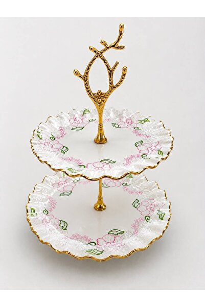 GÜRCÜGLASS Pembe Dantel 2 Katlı Şekerlik.