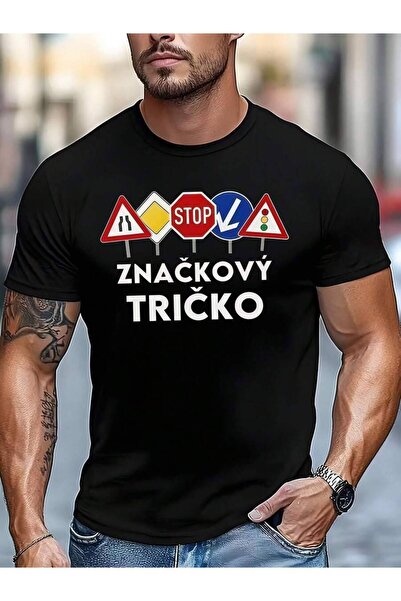 2BIR Men's Outdoor Short-Sleeve T-Shirt - Road Sign Print, Summer Round-Neck ...