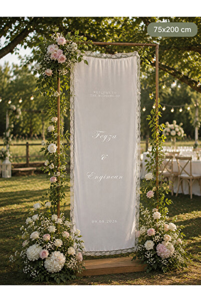 Atölyer Tül Giriş Karşılama Panosu 75x200 cm Düğün, Nişan, Bride Party ( İste...