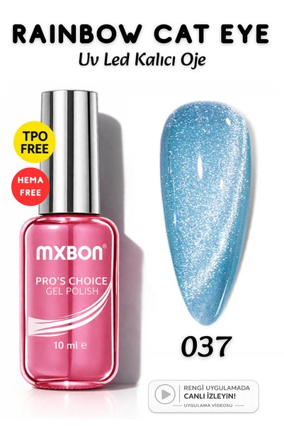 Mxbon Uv Led Kalıcı Oje 10 ml Hema & TPO Free Rainbow Cat Eye - 037