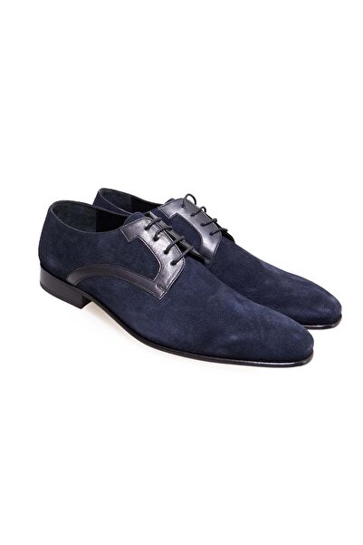 FRANCO CALVANI Dark Blue Color Lace-Up Genuine Leather Suede Leather Sole Men...