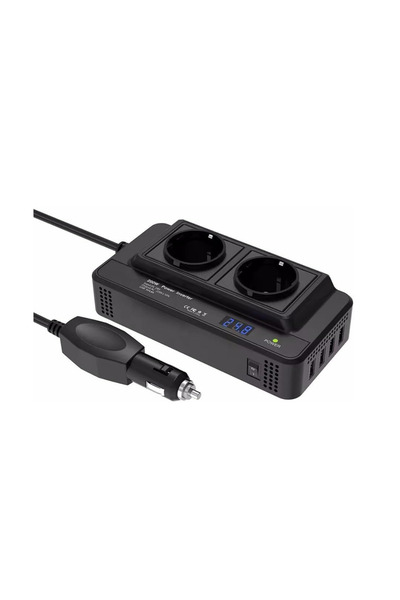 zerzembe 200W Araba Güç Çevirici DC 12V AC 220V Dönüştürücü 2 AC Çıkışlı 4 US...
