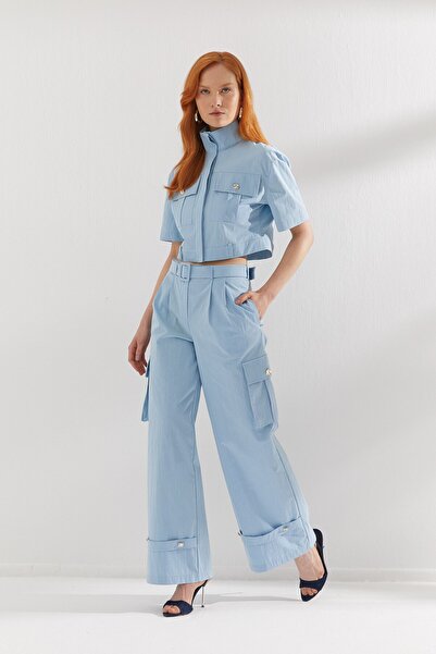 ONNO PRIVE Double Suit with Belt and Pocket Detail in Blue
