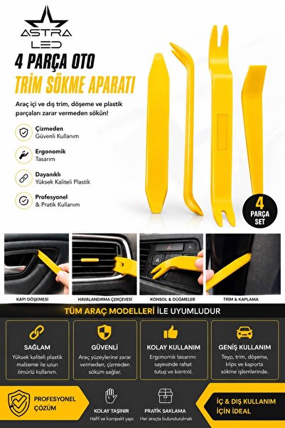 ASTRA LED 4-Piece Auto Trim Removal Tool – Tape, Door Trim, and Plastic Compo...