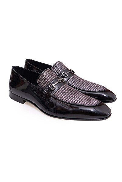 FRANCO CALVANI Black Color Laceless Genuine Leather Leather Sole Men's Shoes