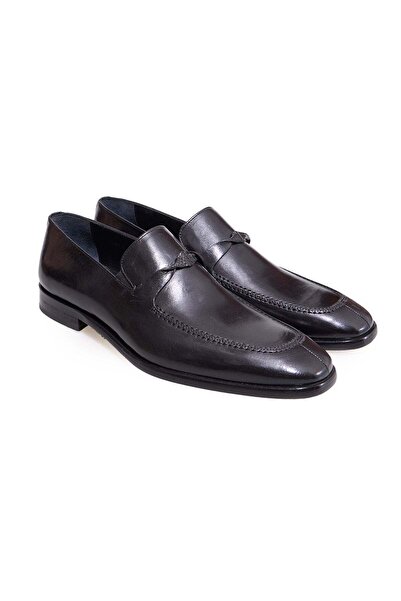 FRANCO CALVANI Black Color Laceless Genuine Leather Leather Sole Men's Shoes