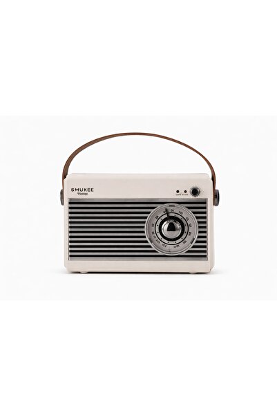NO BRAND Radio cu difuzor Bluetooth SMUKEE VINTAGE 5W crem