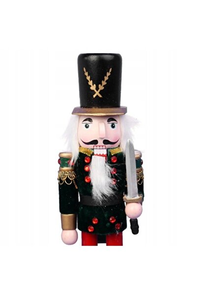 NO BRAND Figurină decorativă de Crăciun Spărgător de nuci din lemn negru, 30 cm