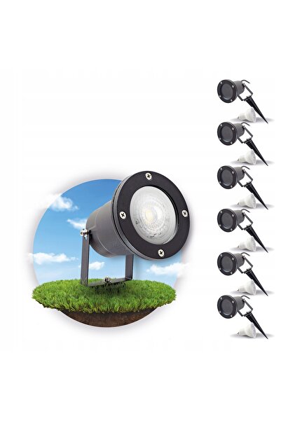 Kobi SET 6x lampă de grădină PORTO + 6x bec GU10 3W premium alb cald