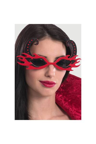 pınaxar Black Horned Red Color Flaming Party Glasses 21X10 cm