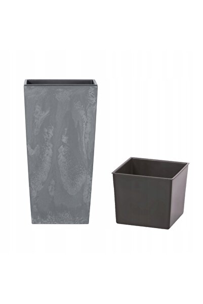 Prosperplast Ghiveci din plastic pentru flori, gri beton, înălțime 20 cm