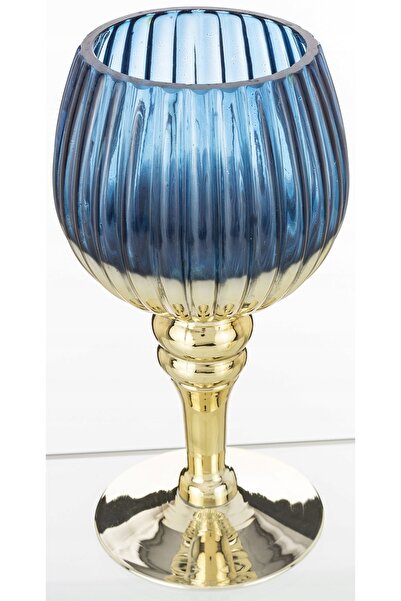 NO BRAND SUPPORT LUMÂNARE STICLĂ TIP CHALICE AURIE GLAMOUR 20 CM