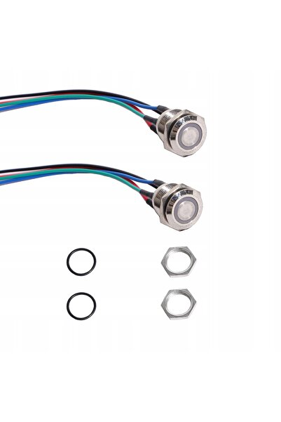 NO BRAND 2x Comutator 3V 5V 6V iluminat alb cu buton de resetare monostabil 16mm