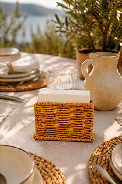 NATUREL DEKOR Rattan Look Decorative Napkin Holder 5X13X9,5 cm - Bohemian, Sc...