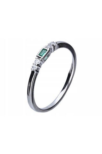 NO BRAND Inel lat, argintiu, placat cu rodiu, cu zirconiu cubic, cu bandă sub...