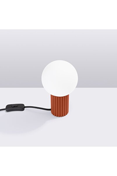 Sollux Lighting Lampă de masă pentru noptieră, de culoare roșu-ocru, cu sticl...